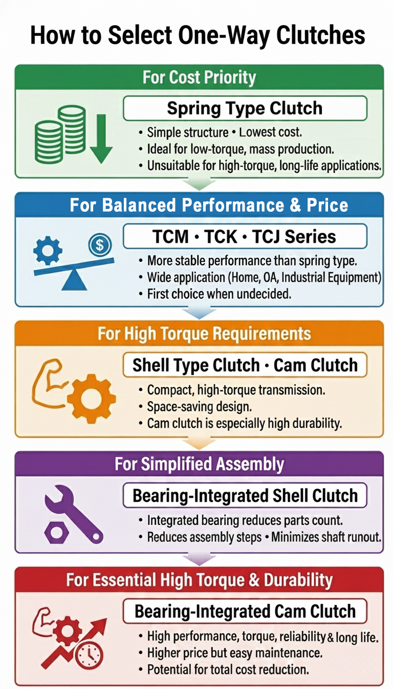 how to select one way clutches